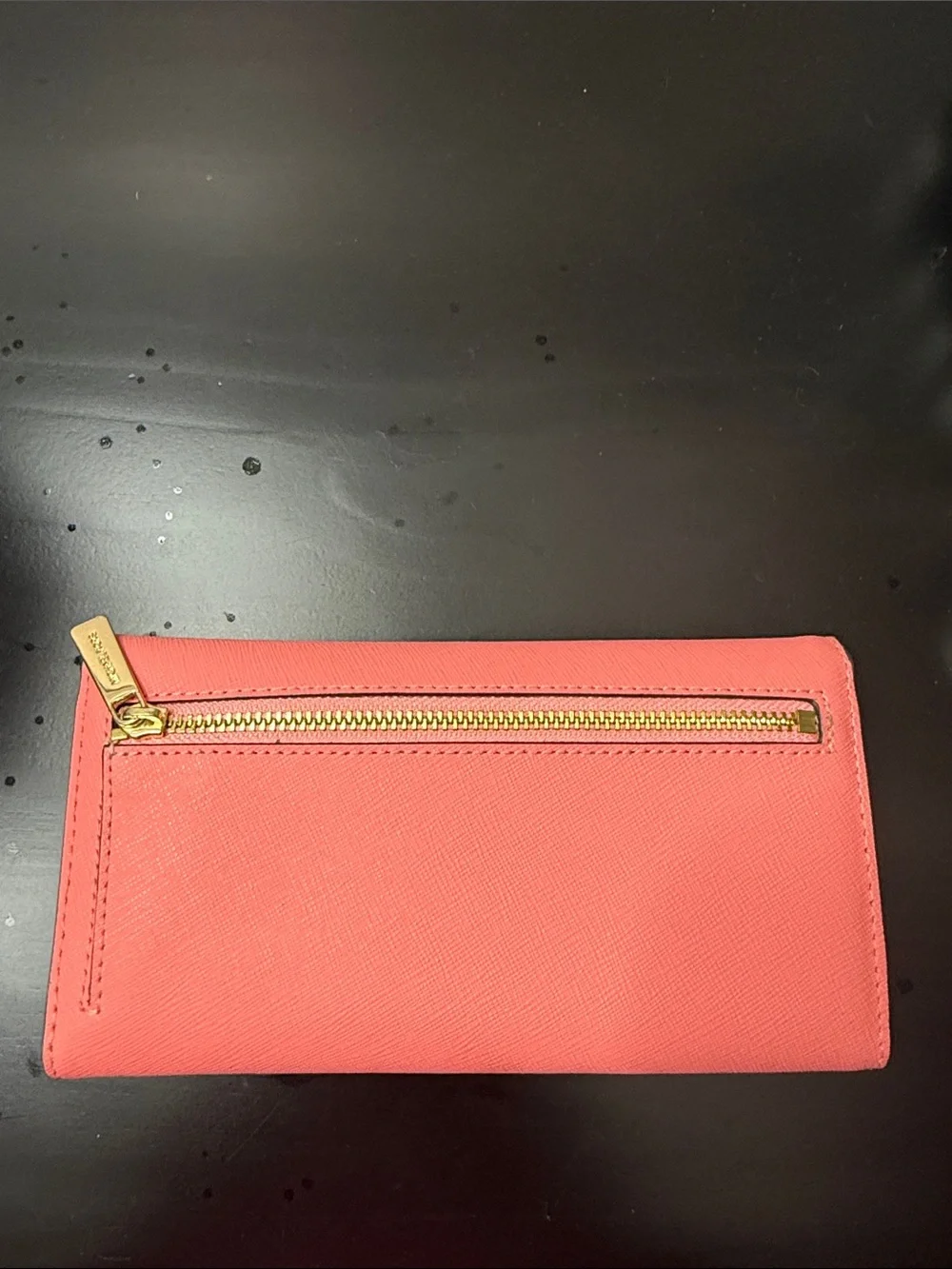 Michael Kors Coral Pink Saffiano Continental Wallet with Gold Logo